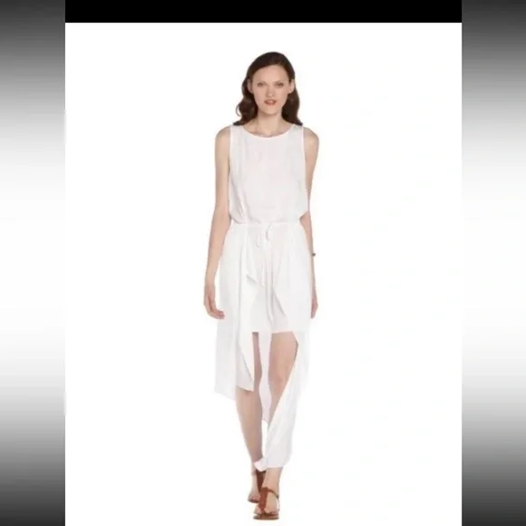 BCBG MAXAZRIA Womens Bright White Urika Asymmetrical Dress, Size S